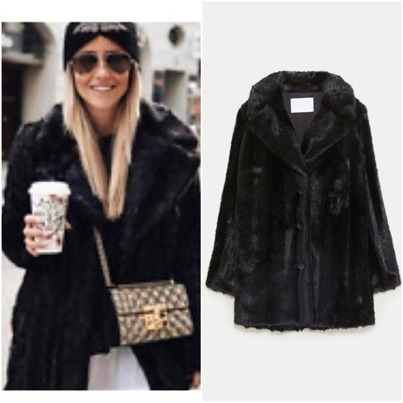 Zara Jackets & Blazers - ZARA WOMAN BLACK FAUX FUR SHORT COAT